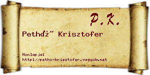 Pethő Krisztofer névjegykártya
