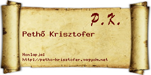 Pethő Krisztofer névjegykártya